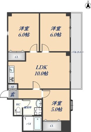 瓢箪山駅 徒歩15分 5階の物件間取画像